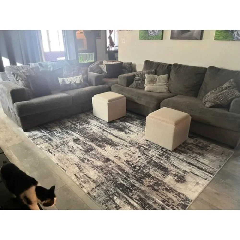 New 6x9 Washable Abstract Rug Soft Non-Skid Carpet for Home & Room Decor